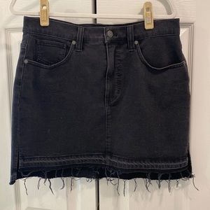 Madewell black raw hem high waisted jean mini skirt